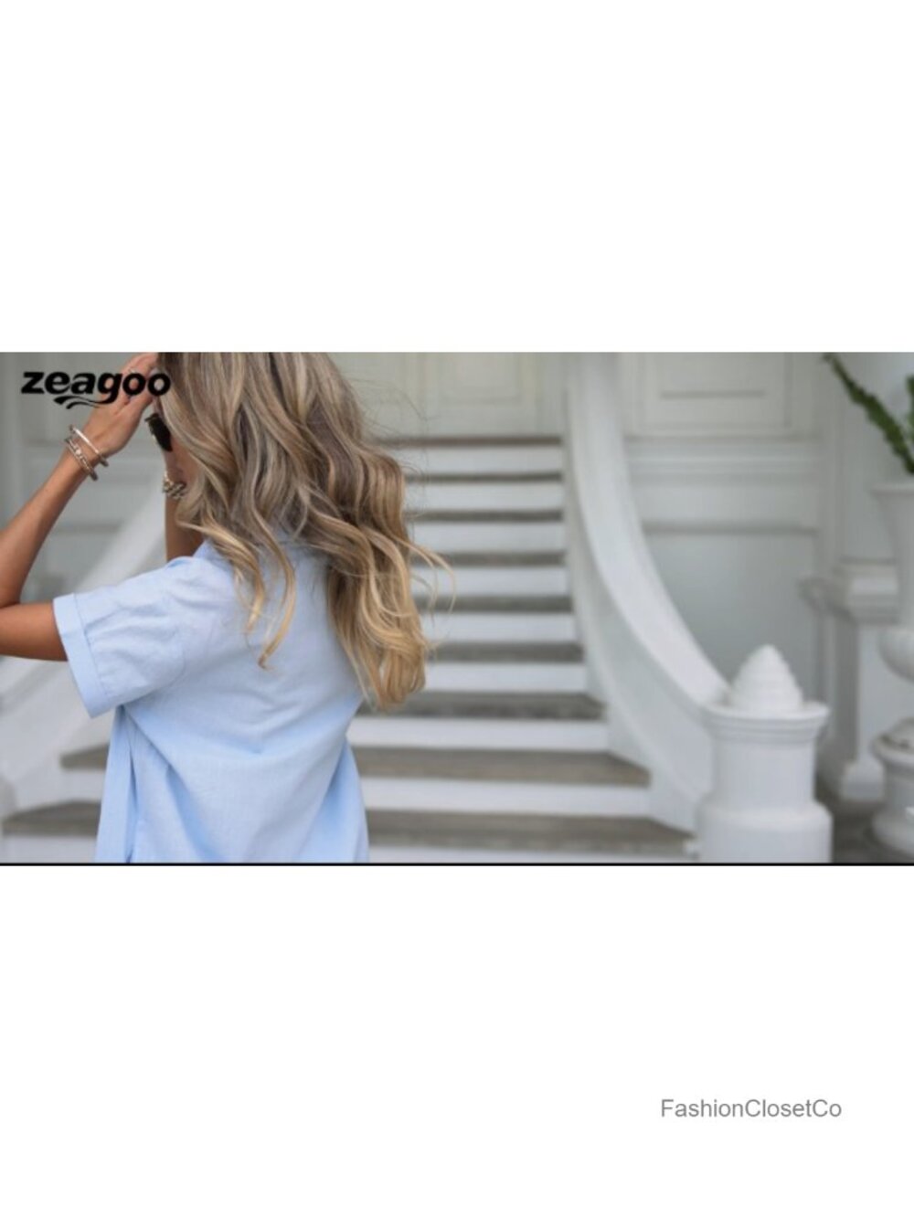 Women's Cotton Shift Dress with Pockets Button Down Short Sleeve Casual - Picture 6 of 6